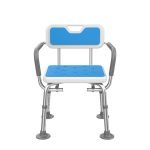 Type A-Adjustable Height Shower Chair Bathing Aid Shower Stool, big foot mat, with chair mat