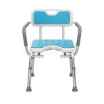 TypeB-Adjustable Height Shower Chair Bathing Aid Shower Stool, small foot mat, with chair mat